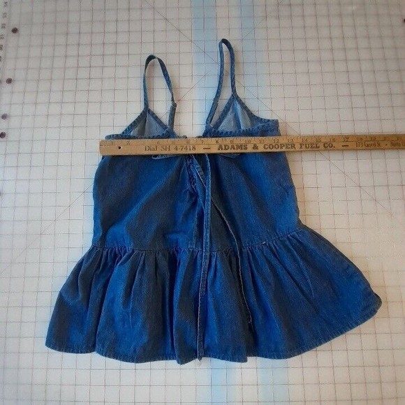 Derek Heart Womens Small Blue Chambray Spaghetti Strap Top Ruffle Peplum - Picture 7 of 12